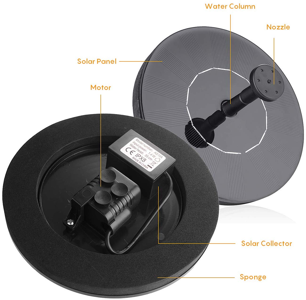 Solar Garden Fountain (16cm)